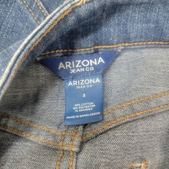 ARIZONA JUNIORS TWO TONE PATCHWORK DENIM MINI SKIRT STRETCHY BLUE JEAN WOMENS 3 - Picture 3 of 9